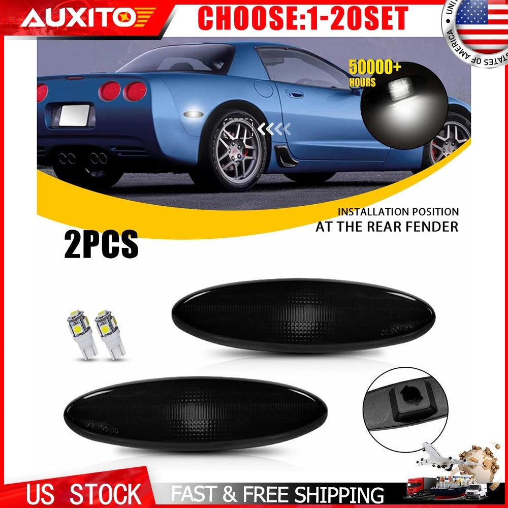 Set of 2 Smoked Rear Side Marker Light Housing for Chevy Corvette C5 (1997–2004)