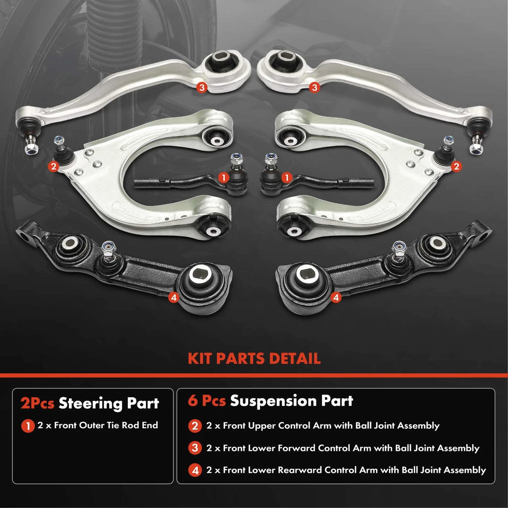 8x Front Control Arm & Tie Rod End for Mercedes-Benz E320 (1996-2009)