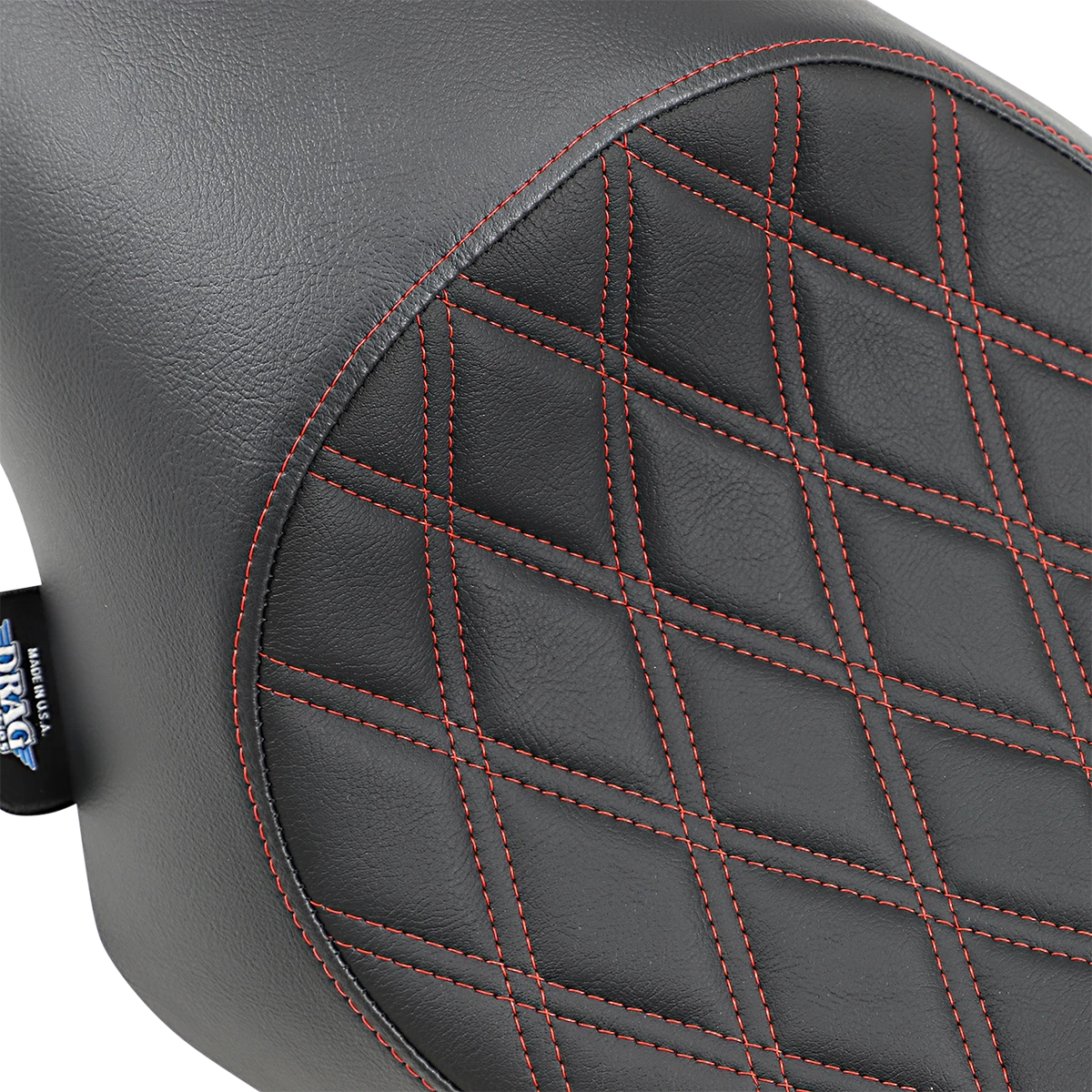 Solo Seat for Harley Sportster (3/4, Double Diamond, Black w/ Red Stitching)