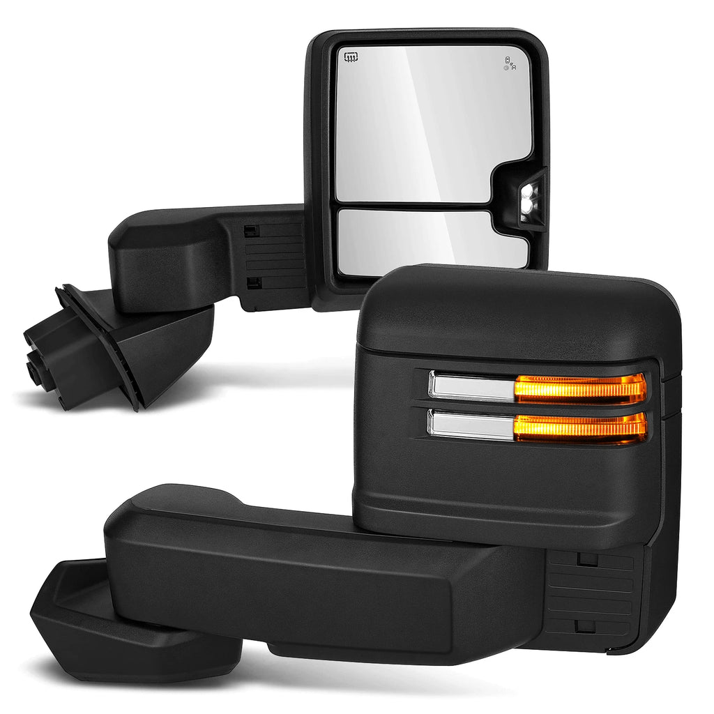 Tow Mirrors for Chevy Silverado 1500 LTD (2019–2025) - Black, Blind Spot Monitoring