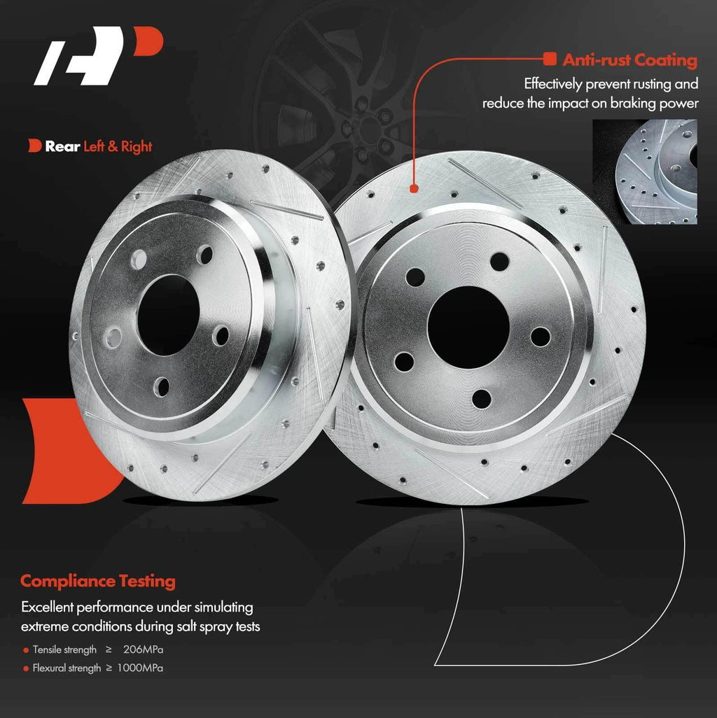 Rear Drilled Brake Rotors for Jeep Grand Cherokee Commander (2005–2010)