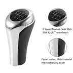 6 Speed Manual Shift Knob for BMW X1 E84 (2009–2015) Faux Leather Black Silver Tone