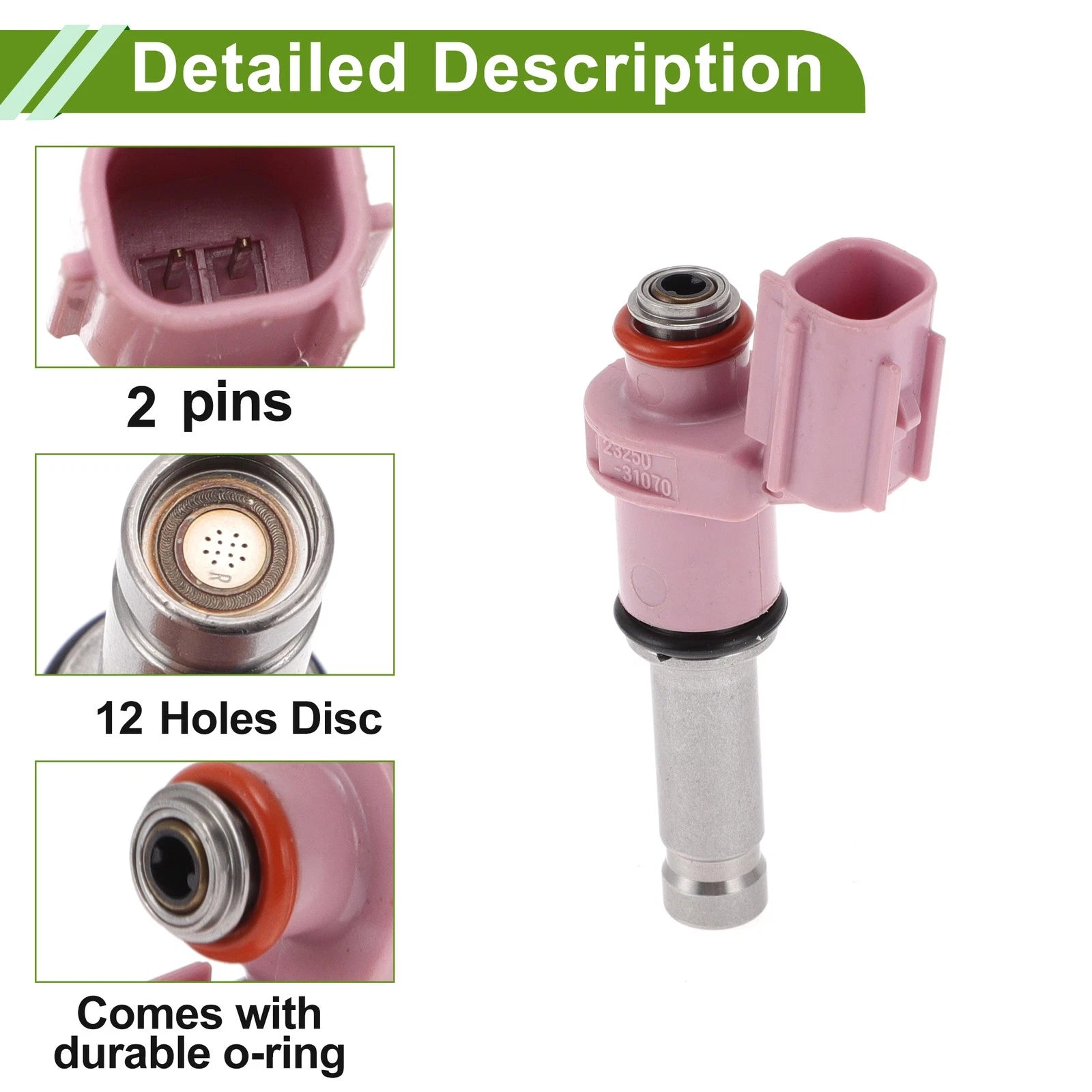 Fuel Injector No. 23209-31070 for Lexus GS350 (2007–2011) 1 Pcs Pink Gray