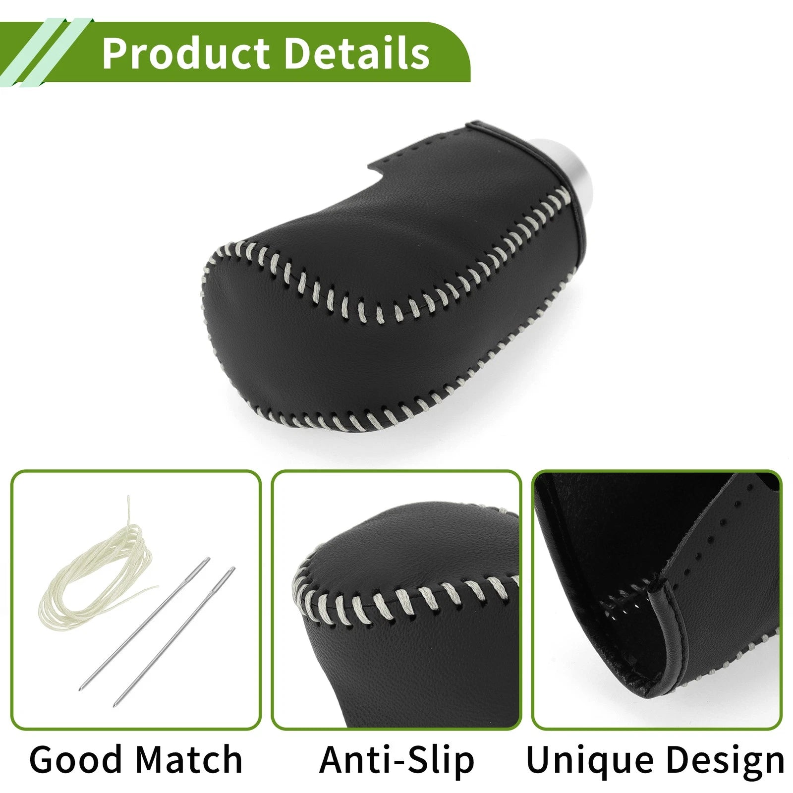 1 Pc Gear Shift Knob Cover for Mazda 3 (2014–2018) Black Beige Faux Leather