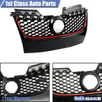 Black Hex Mesh Grille with Red Trim for VW Mk5 Jetta GTI (2006-2009)