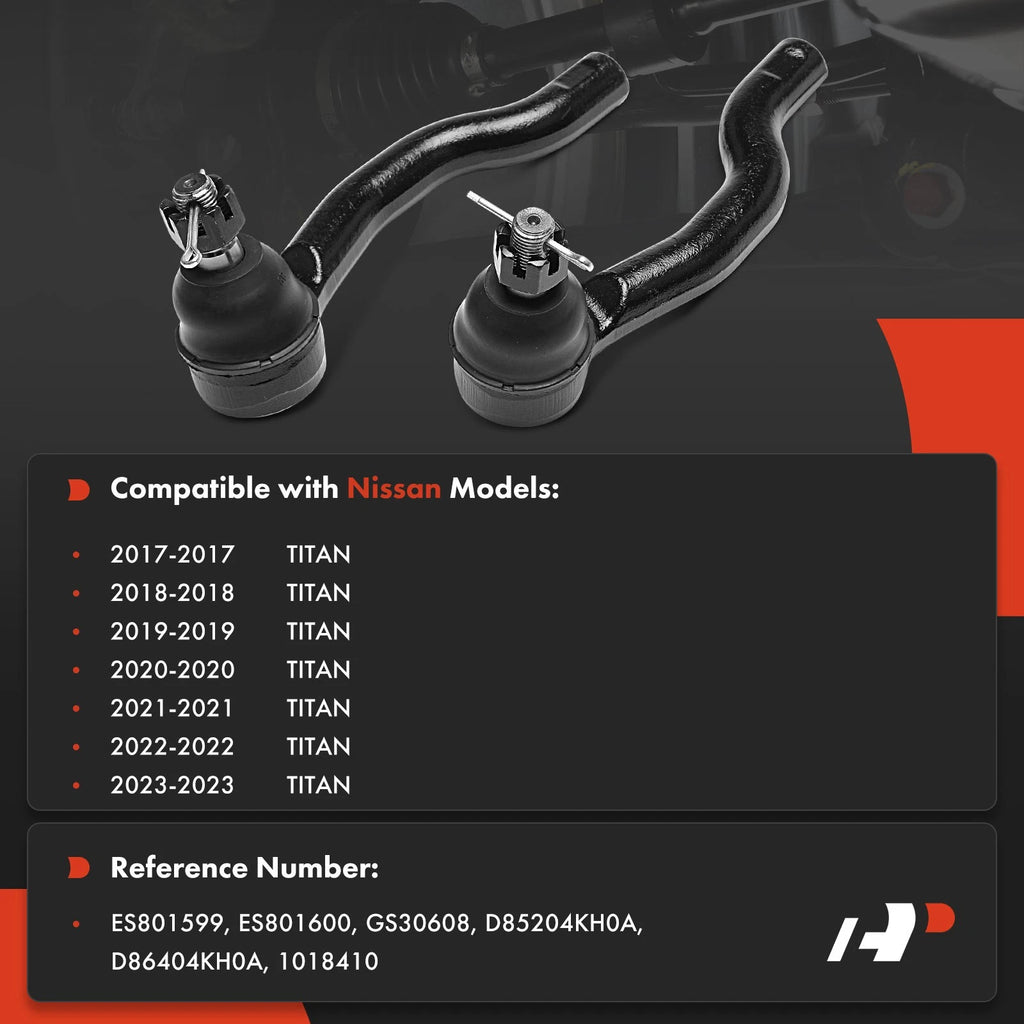2X Front Outer Tie Rod End for Nissan Titan (2017-2023)