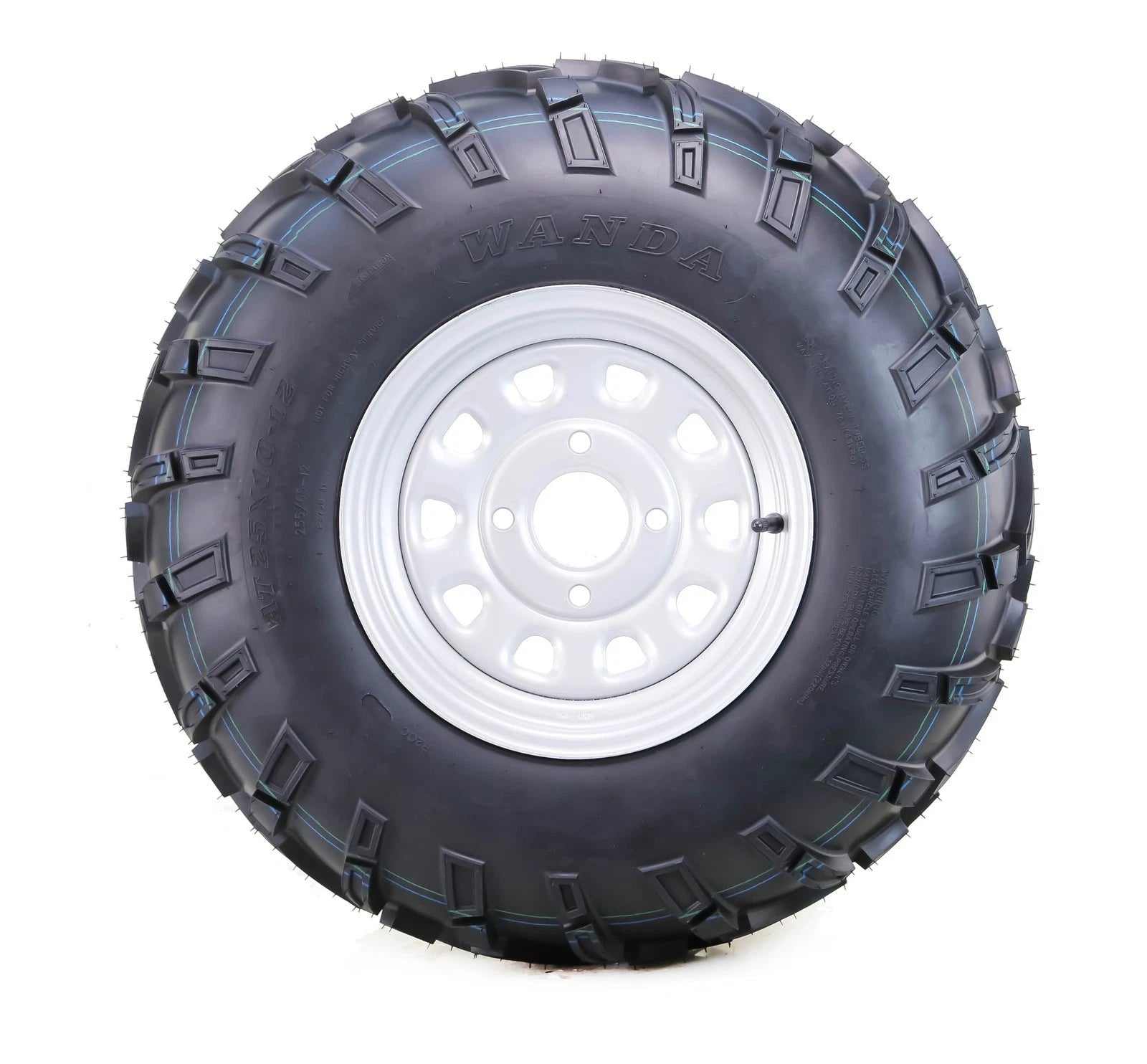 Set of 2 WANDA ATV Tires & Wheels 26X10-12 4-110 PCD Silver