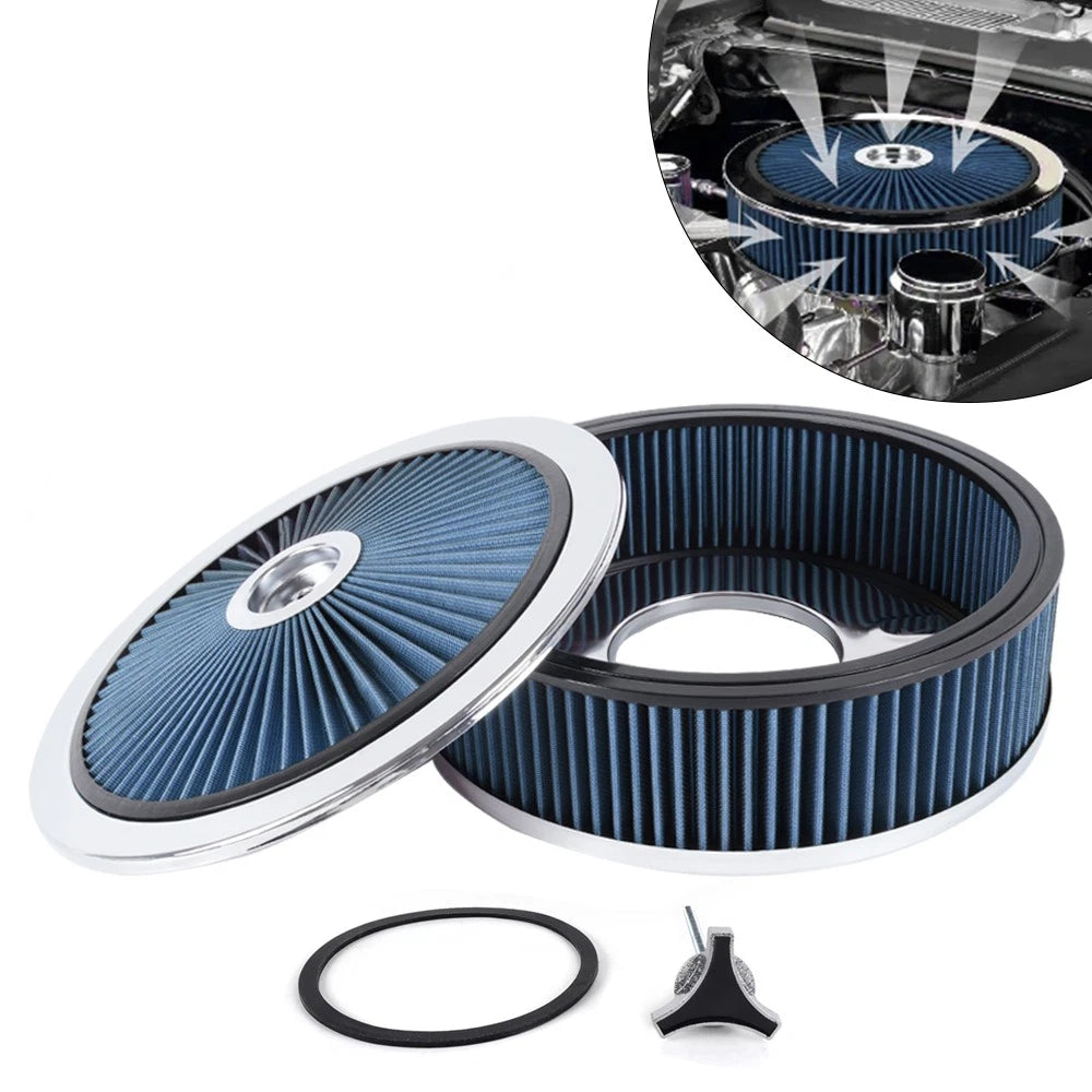 14 Inch Round Deep Dish Performance Air Cleaner for SBC BBC (Universal)