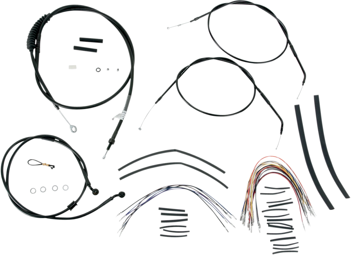 Complete Black Vinyl Handlebar Cable/Line Kit for Ape Hangers (14")