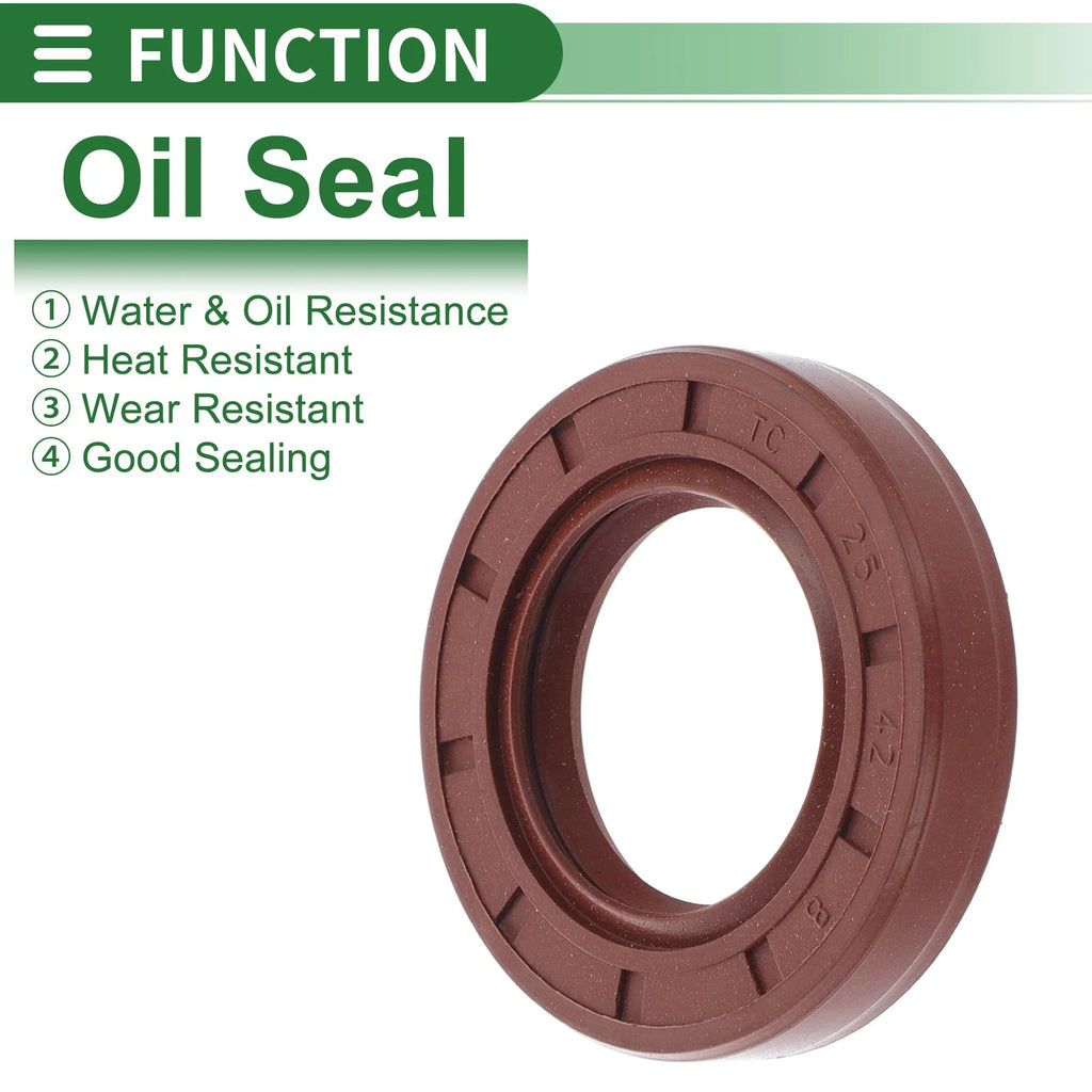 Set of 5 Oil Seal Rotary Shaft Seal FKM Rubber 25x42x8mm