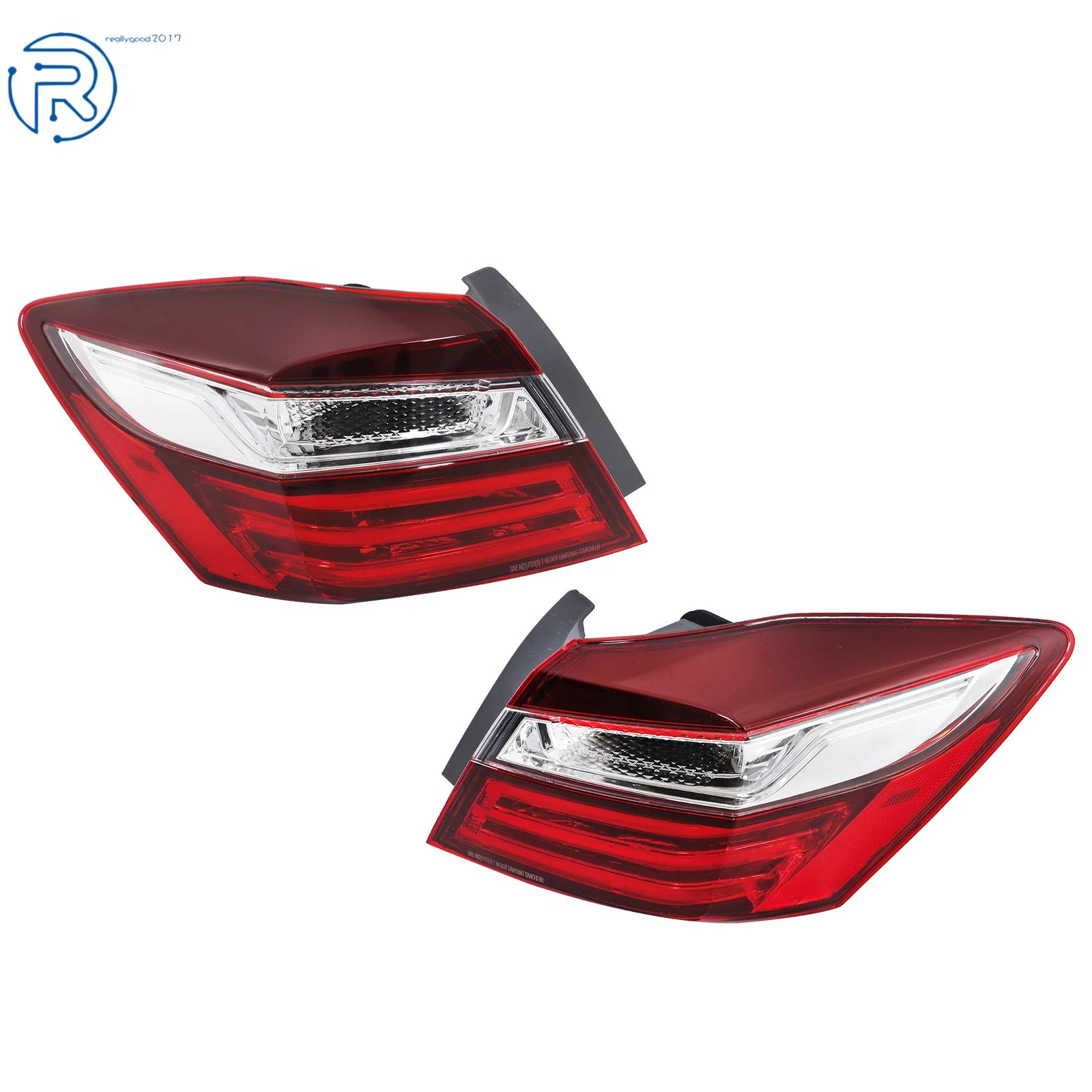 Set of 2 Red Tail Lights for Honda Accord (2016-2017)