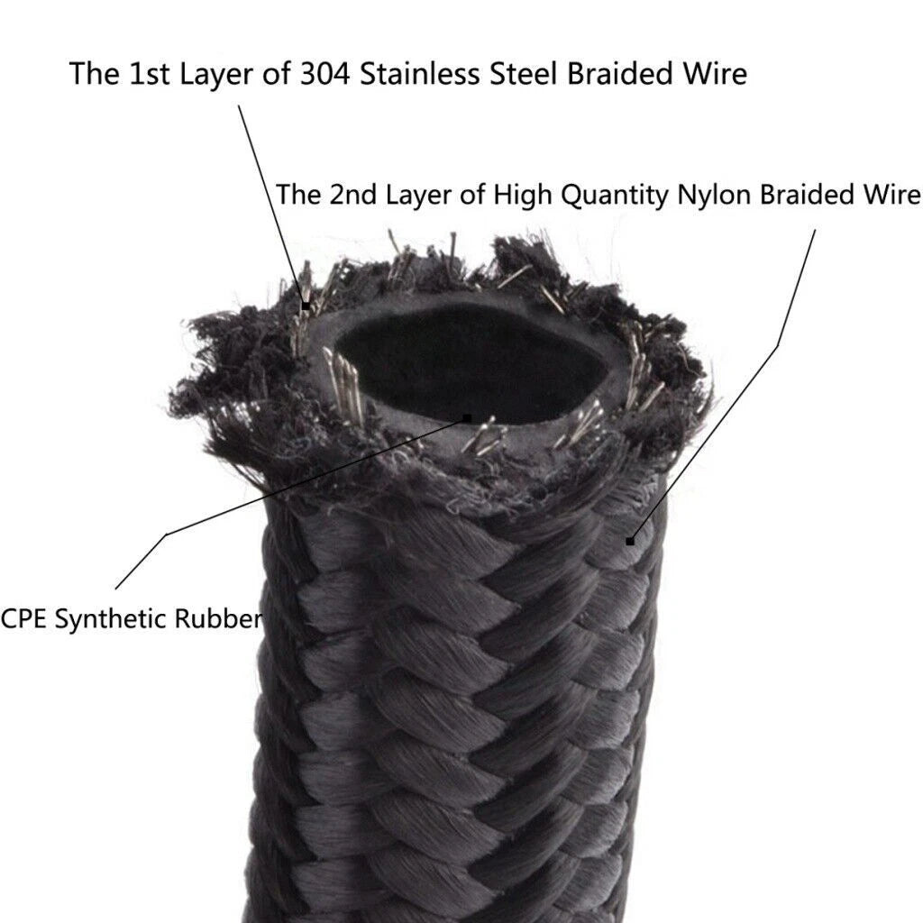 Fuel Line Hose Kit for Universal Applications (16FT, 6AN, Braided)