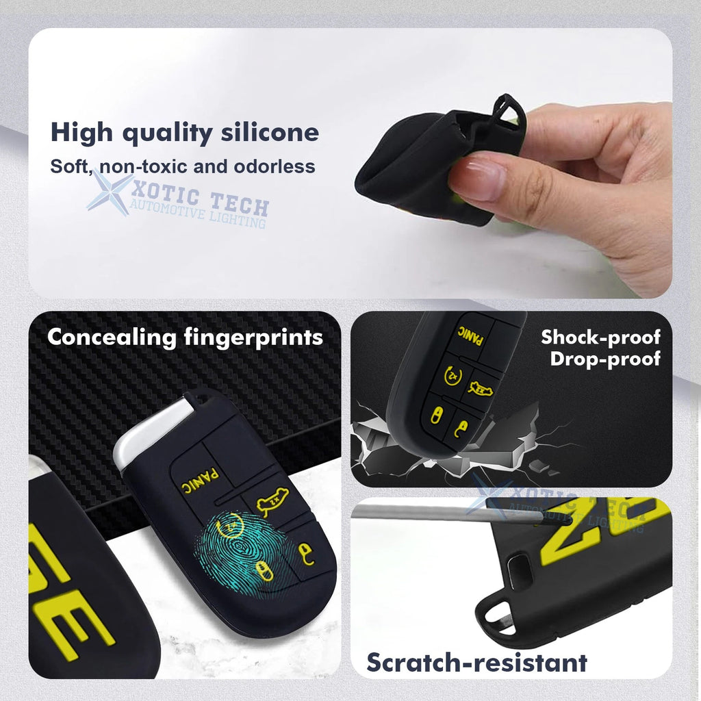 Silicone Remote Key Fob Shell Cover for Jeep Dodge Chrysler (2014-2025)