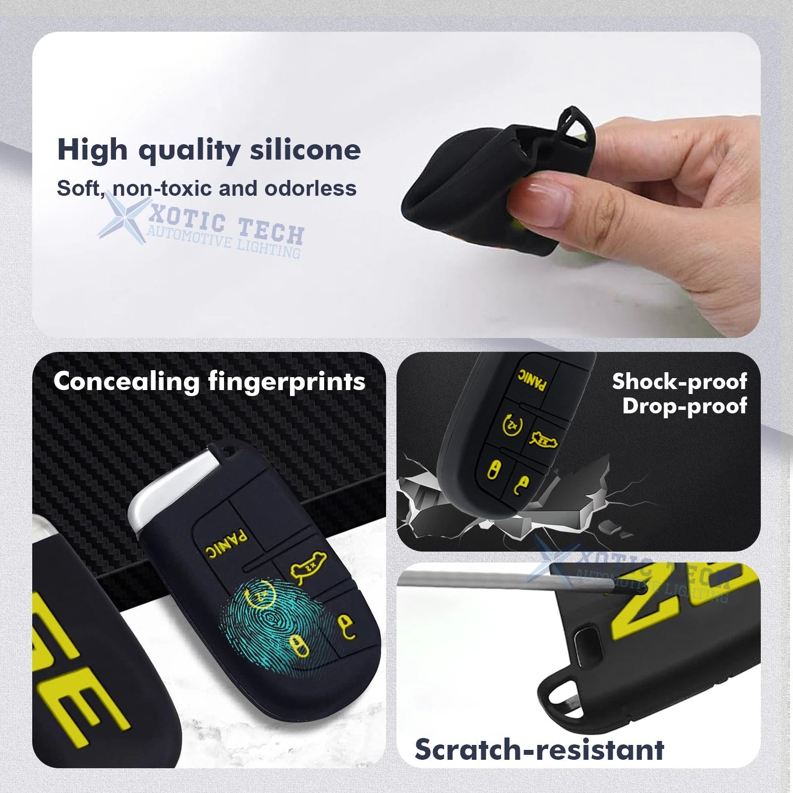 Silicone Remote Key Fob Shell Cover for Jeep Dodge Chrysler (2014-2025)