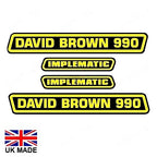 Decal Set for David Brown 990 Implematic Tractors