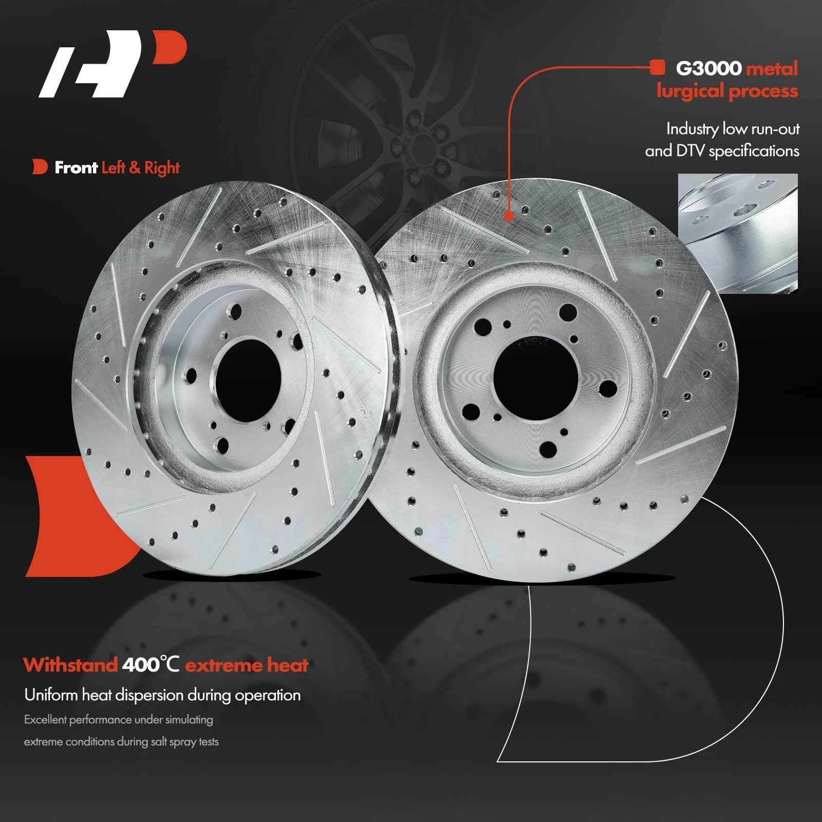 Front Drilled Brake Rotors & Ceramic Pads for Honda Ridgeline (2006–2011)
