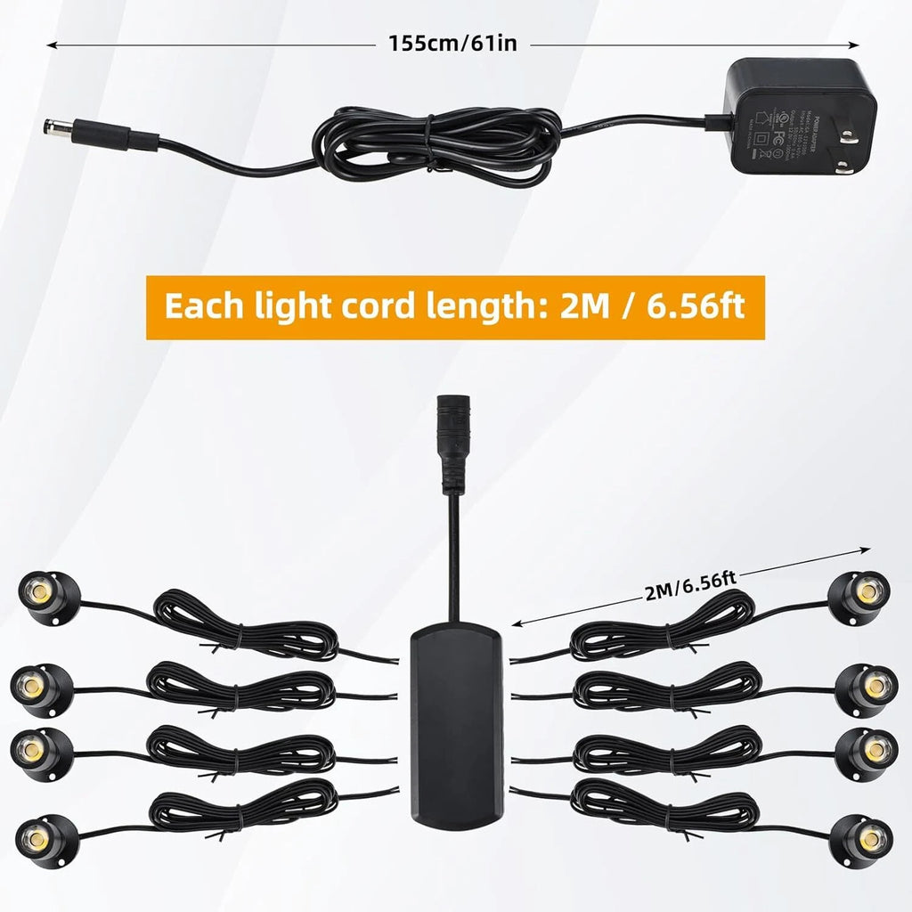 Set of 4 Dimmable LED Mini Spotlights for Display Cabinet (Warm/Cold White)