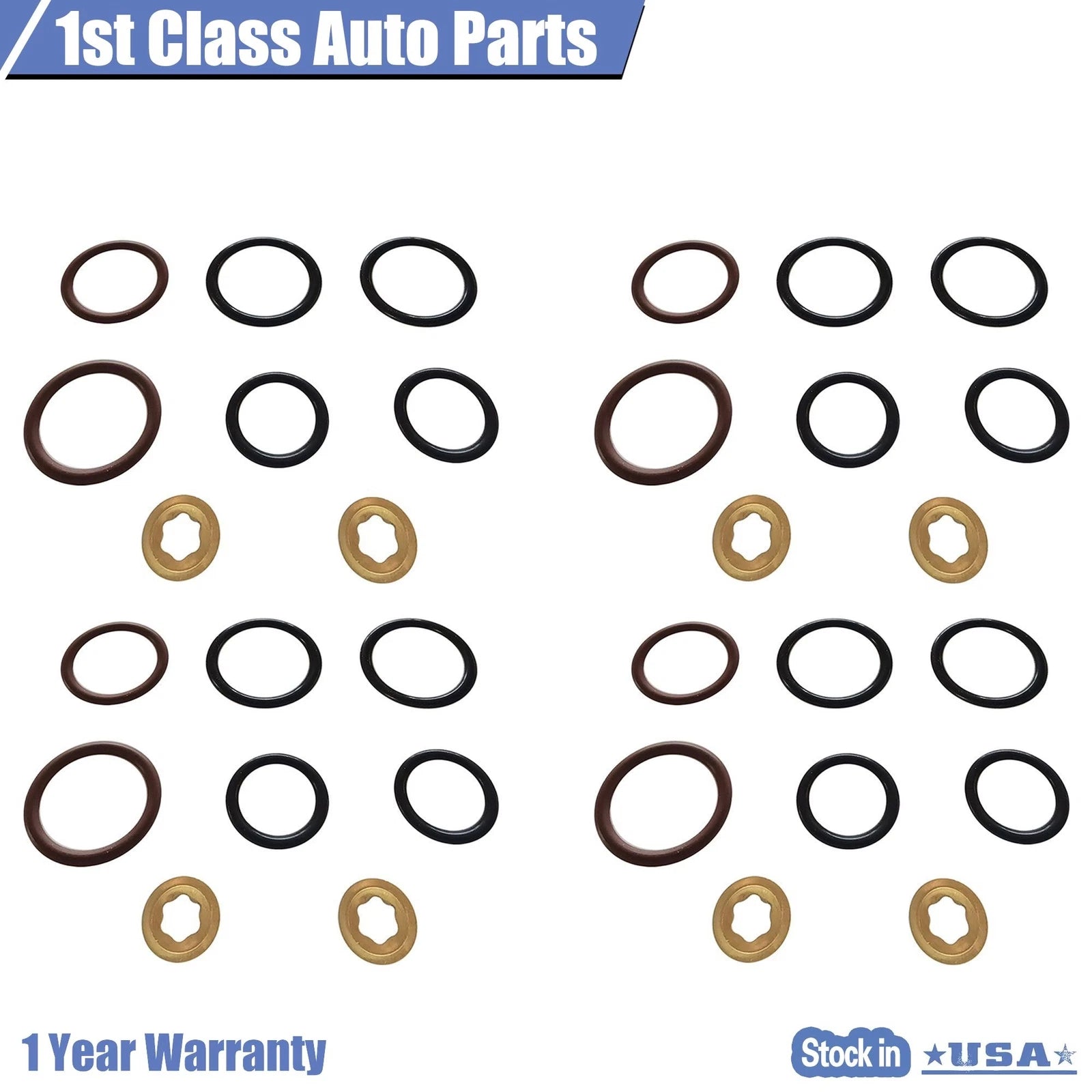 Set of 4 Turbo Diesel Fuel Injector O-Ring Kit for Ford E350 (2004–2005)