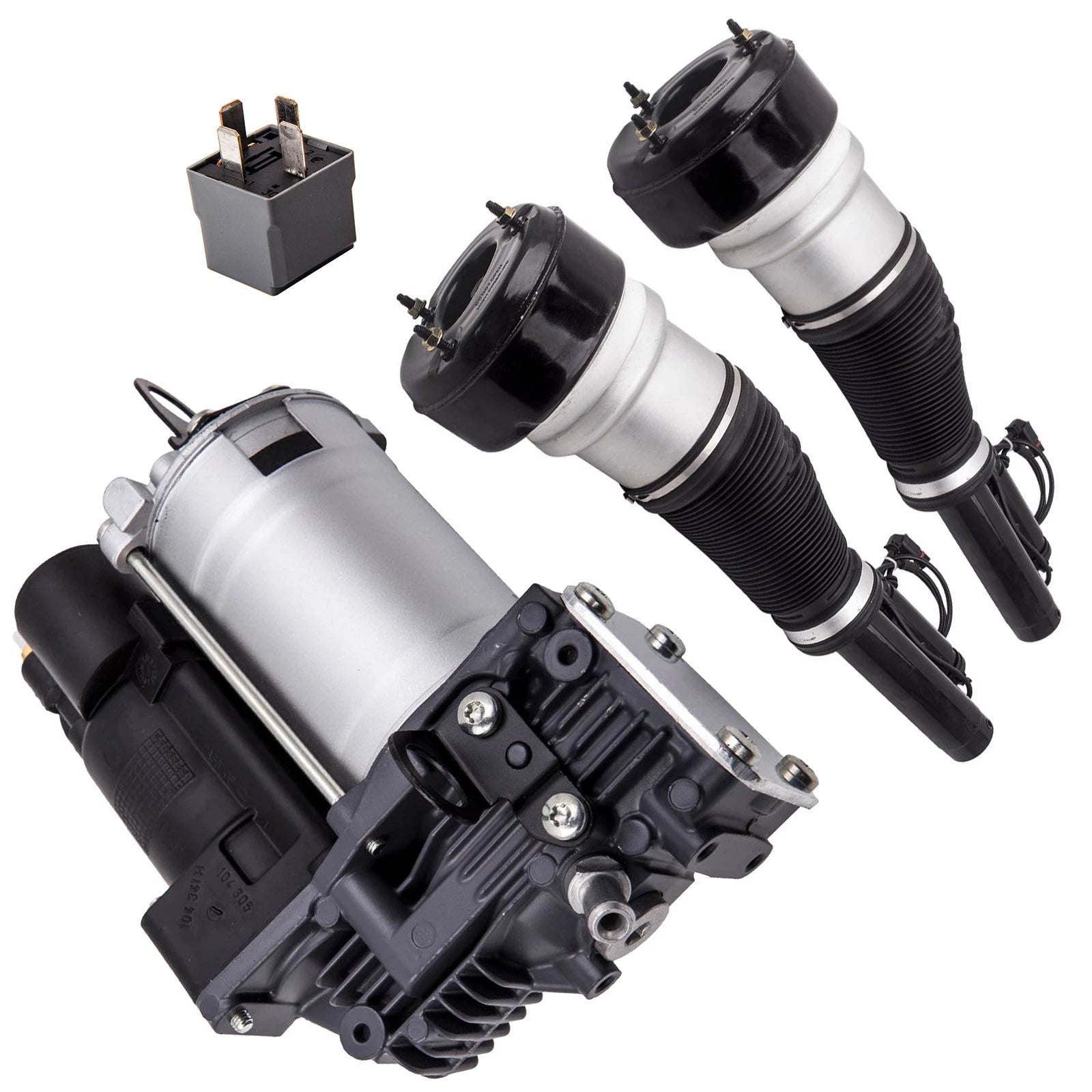 2 Front Air Suspension Struts + Compressor Pump Kit for Mercedes W221 (2007–2013)