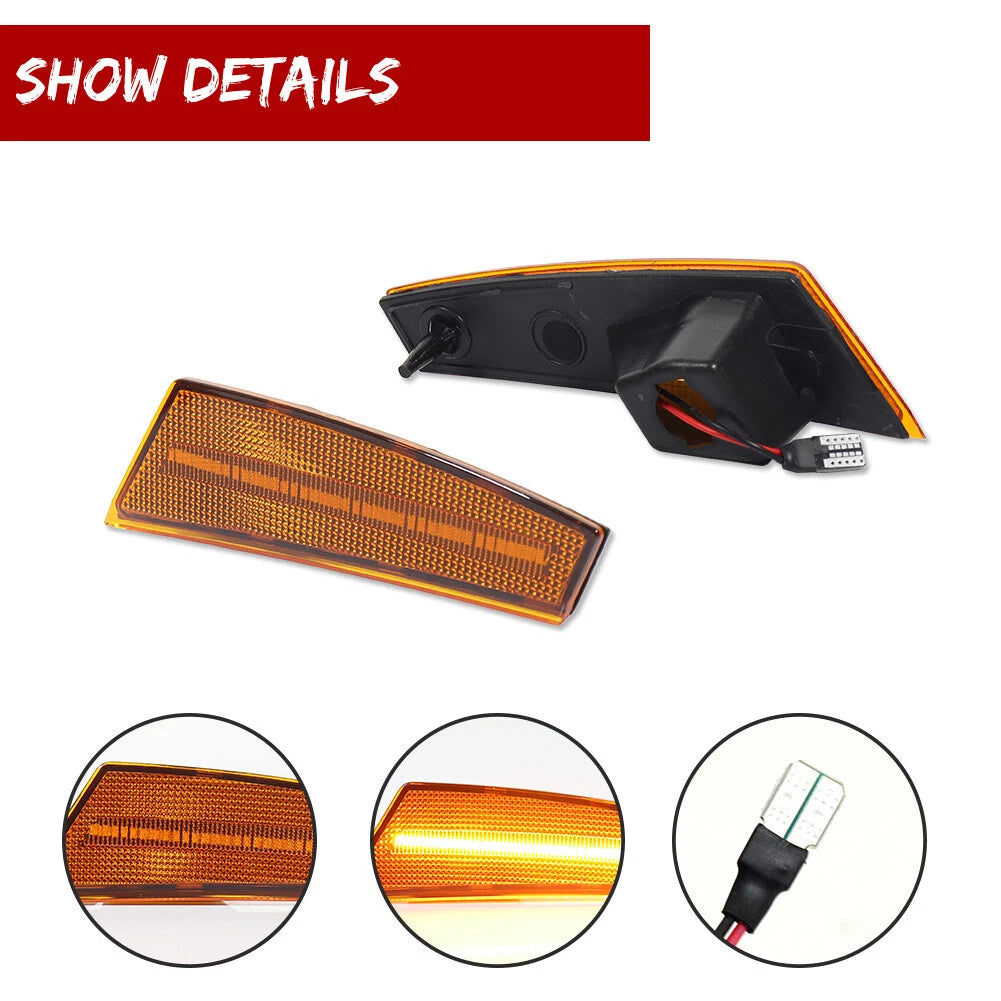 2X Amber Lens LED Front Bumper Side Marker Light for Jeep Liberty (2008–2012)
