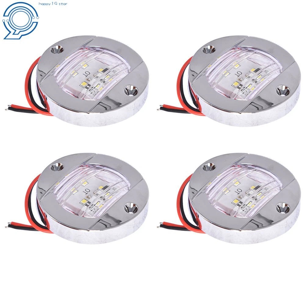 Set of 4 LED Cabin Deck Walkway Lights for Marine Boat (3")