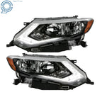 Set of 2 Headlights for Nissan Rogue (2017–2019) Chrome Housing Clear