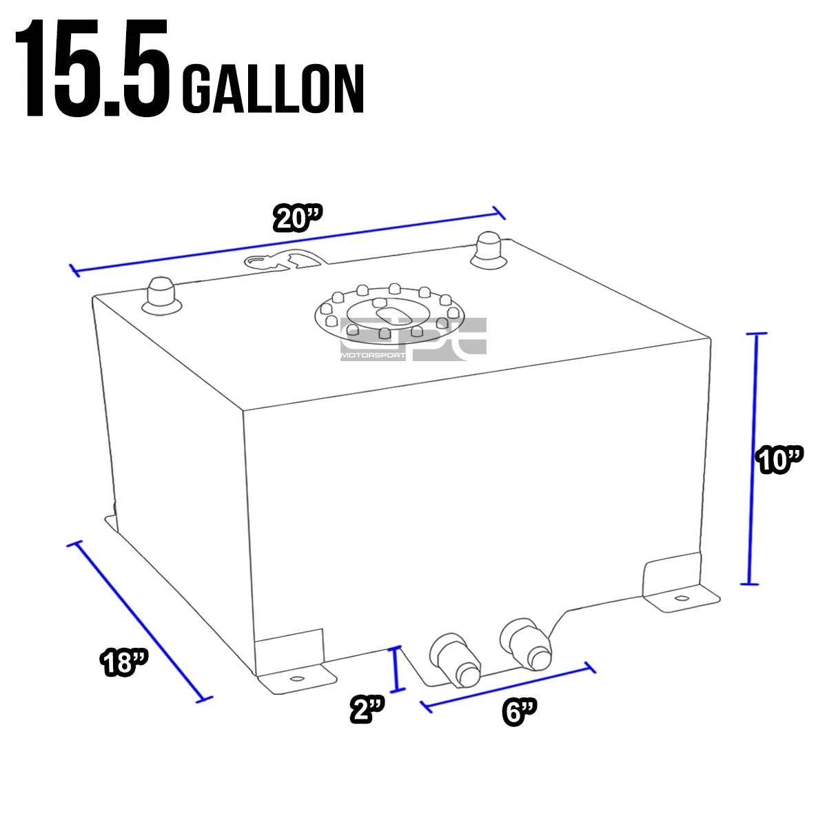 15.5 Gallon Lightweight Black Coat Aluminum Race Fuel Cell Tank for