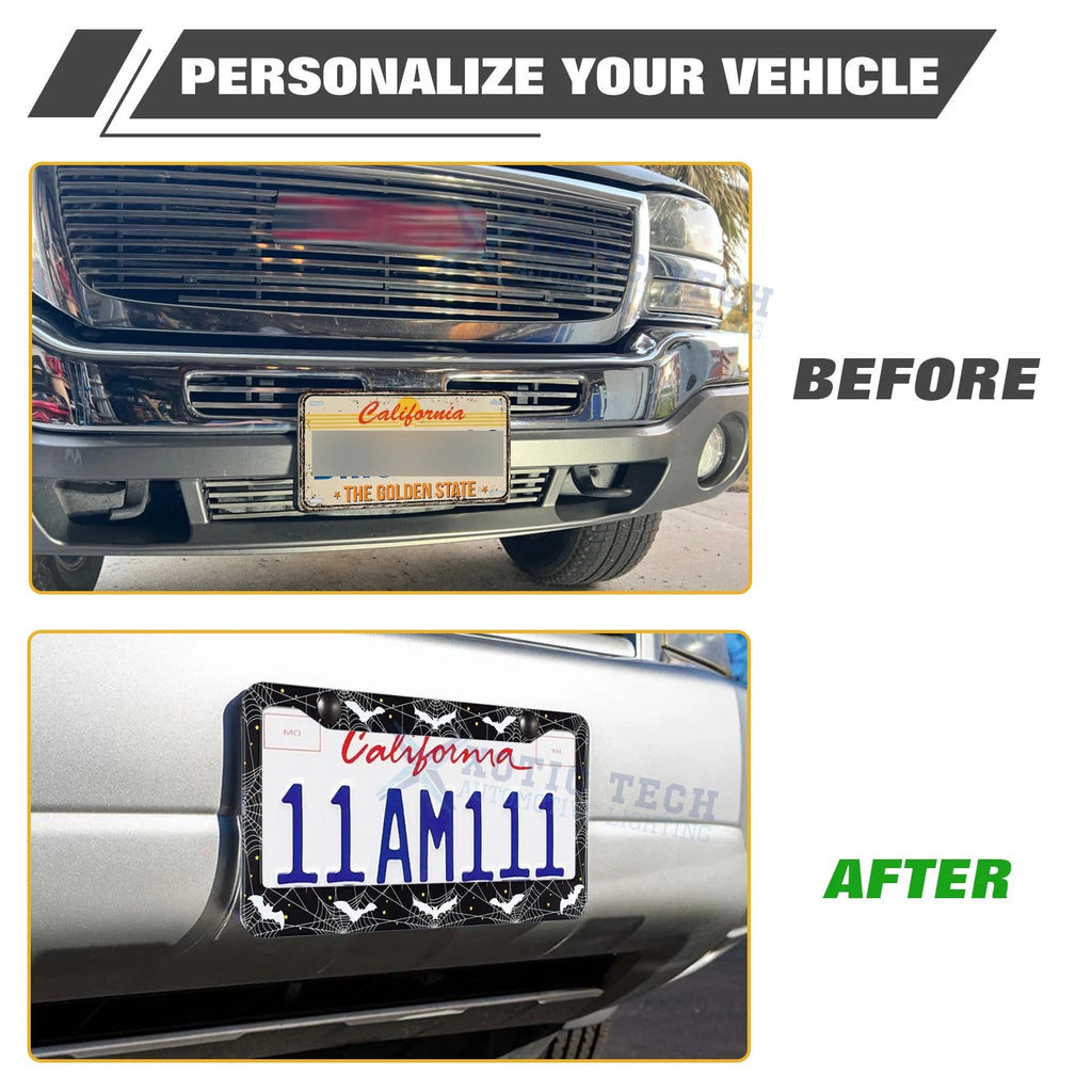 Gothic Novelty Black Bat License Plate Frame for Universal US Vehicles