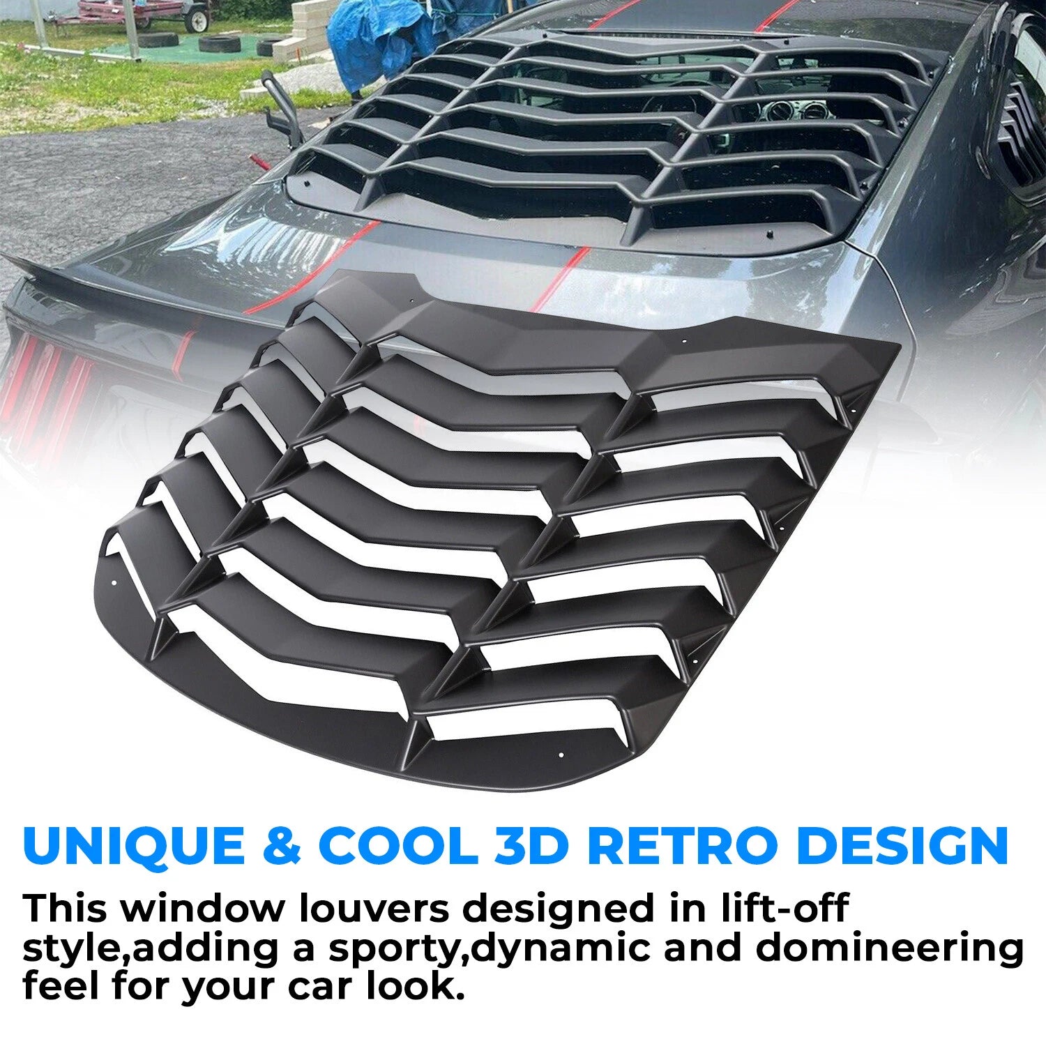 Rear Window Louver Cover Sun Shade for Ford Mustang (2015–2023)
