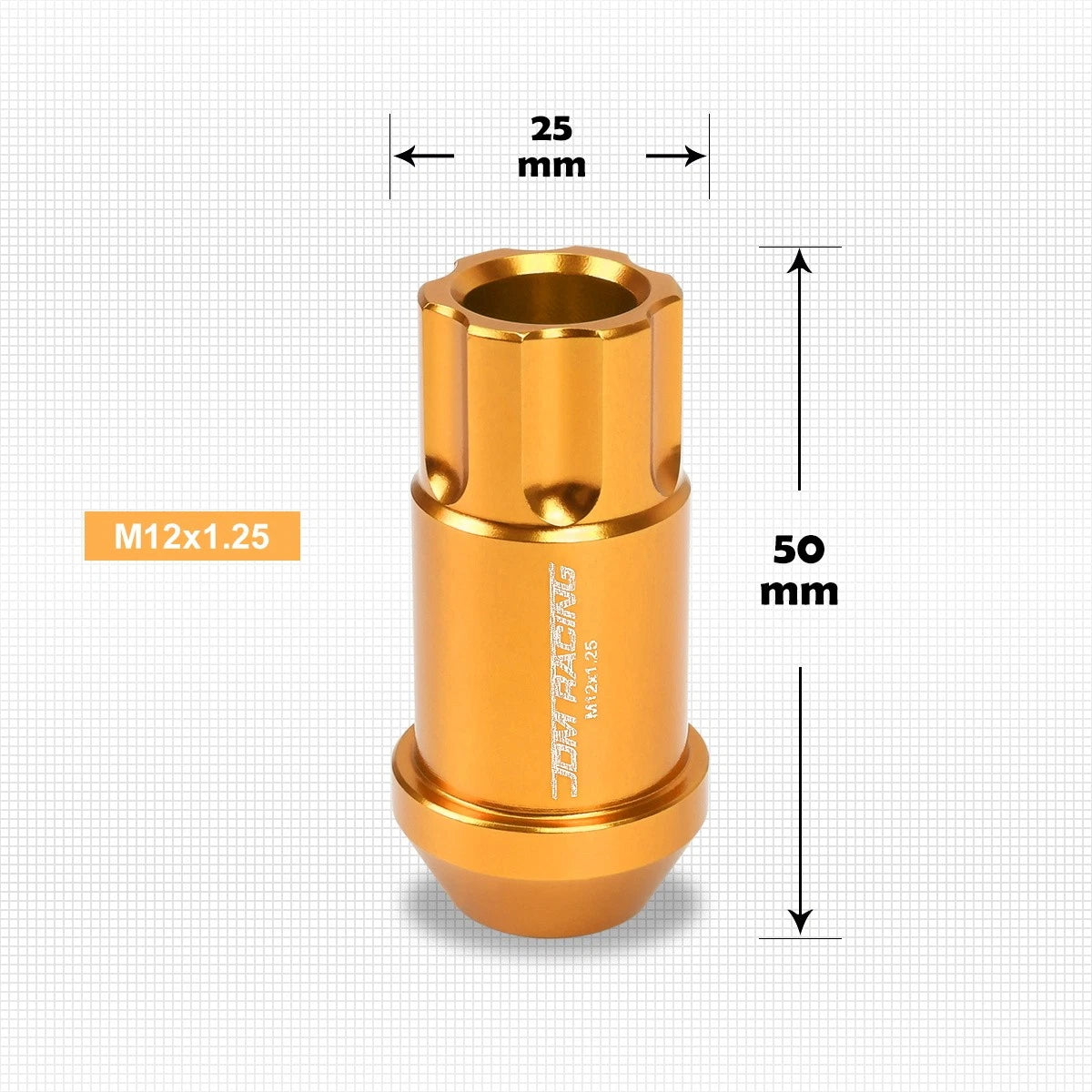 20Pc M12X1.25 Orange JDM Open End Aluminum Spline Wheel Lug Nuts + Key