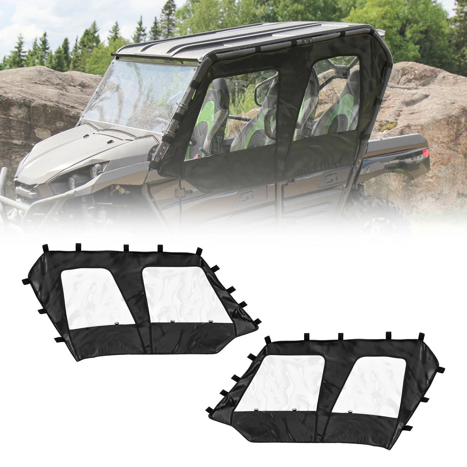 Soft Upper Doors Cab Enclosure for Kawasaki Teryx 4 800 / Teryx 4 S (2016–2025)