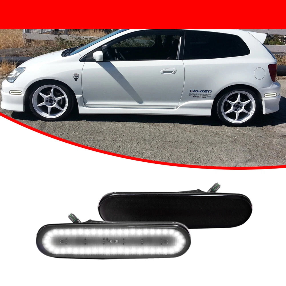 Smoked Lens White LED Side Marker Lights for Honda Civic Si (2002–2005)