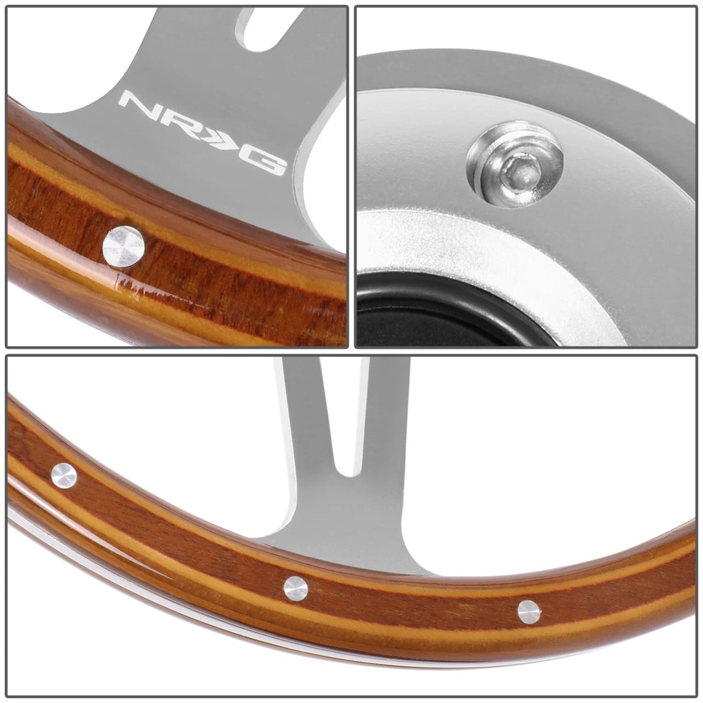 380mm 1" Deep Dish Steering Wheel for NRG Classic Mahogany Wood Grain