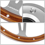 380mm 1" Deep Dish Steering Wheel for NRG Classic Mahogany Wood Grain