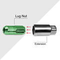 Set of 20 M12X1.25 Green JDM Closed End Cone Hex Wheel Lug Nuts + Extension 20mmx50mm