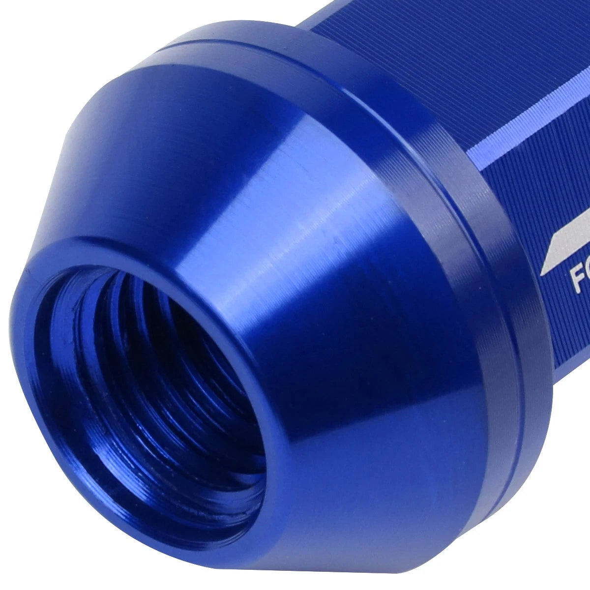 Set of 20 J2 7075 Forged Aluminum M12x1.5 Close-End Lug Nuts with Adapter Blue