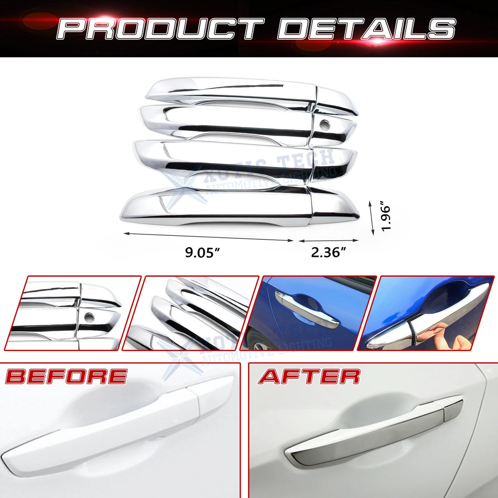 Chrome Door Handle Bowl Side Mirror Stripes Decor Trim for Honda Civic (2016-2021)