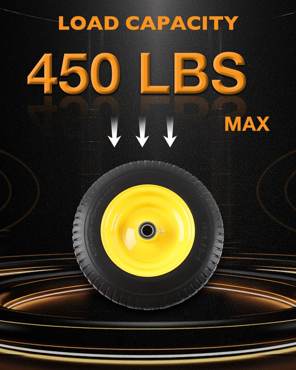 2X 16x6.50-8 Flat Free Tire Wheel Set w/ Bearings for Garden Tractor Mower