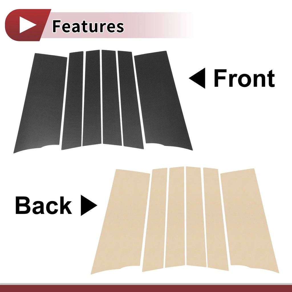 6 Pcs Door Pillar Window Trim for Toyota Sienta (2016–2022) Black Carbon Fiber