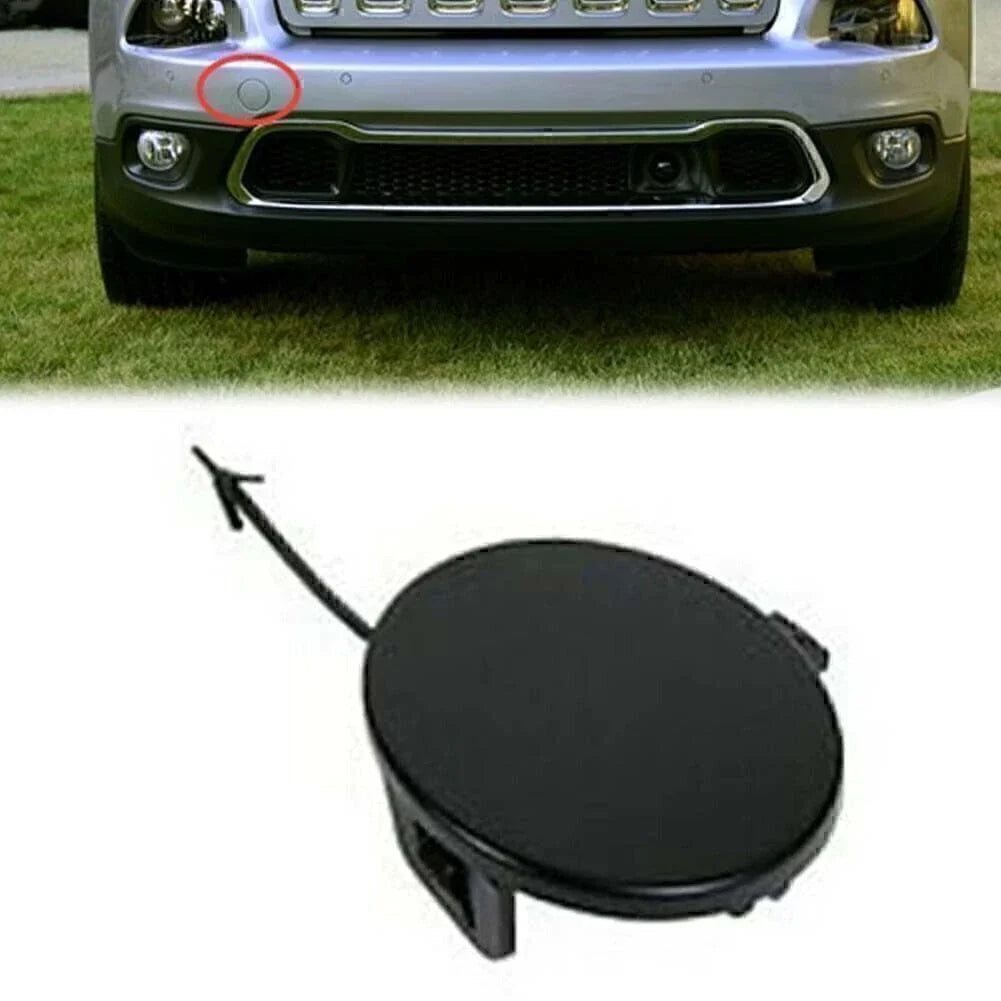 Front Black Bumper Tow Hook Eye Cap Cover for Jeep Cherokee (2014-2018)