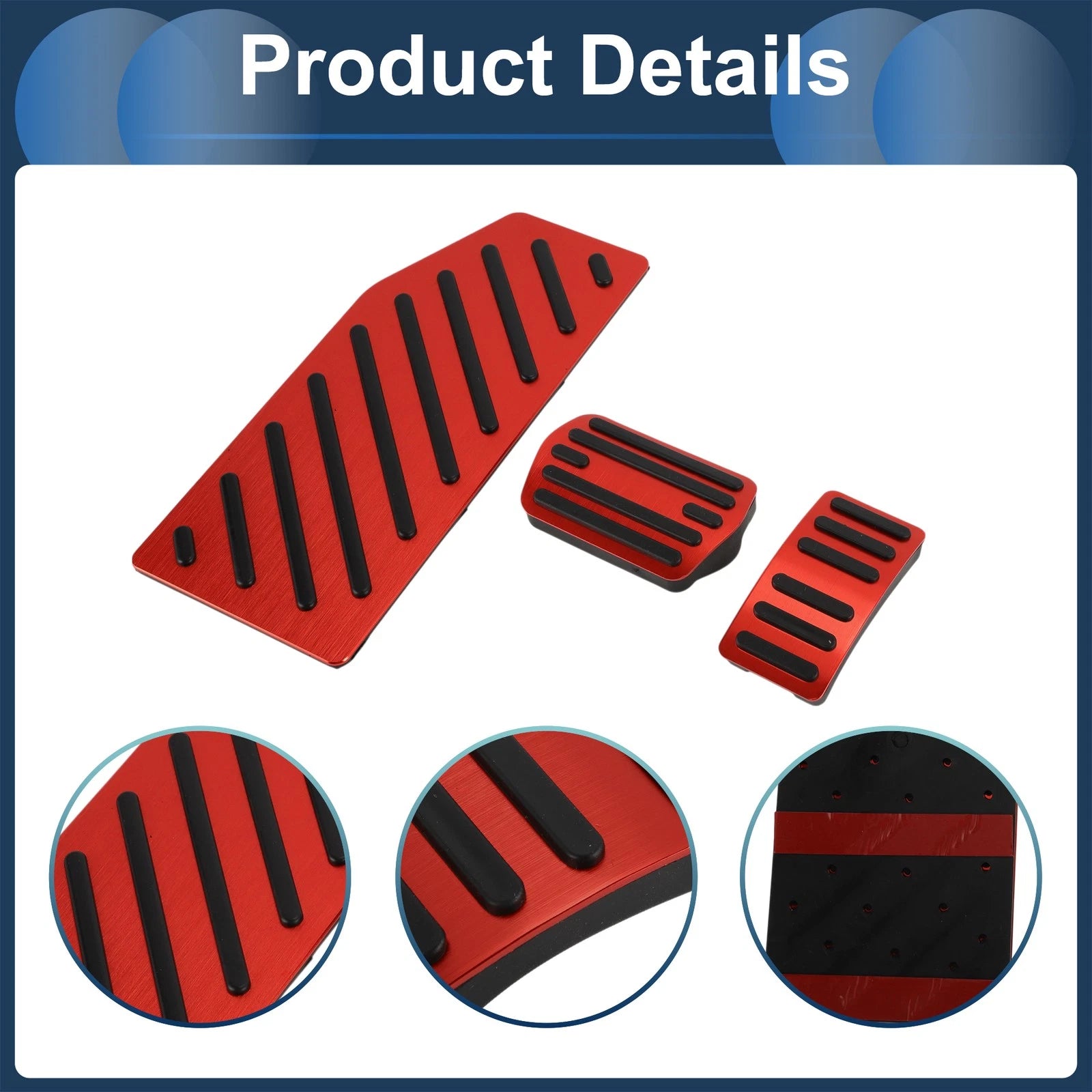 3 Pcs Accelerator Pedal Covers for Ford Edge (2023) Red
