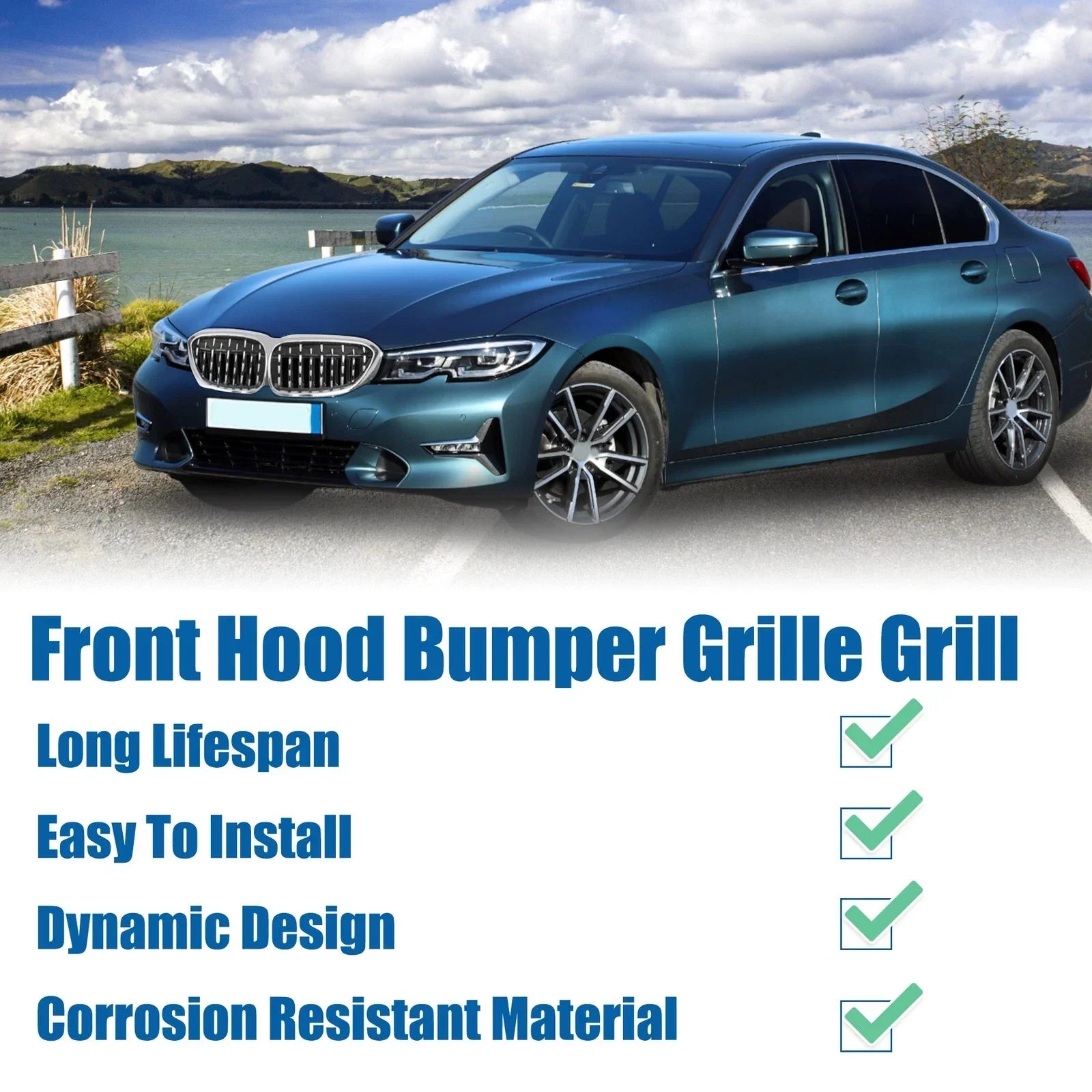 Front Hood Bumper Grille for BMW 530e 530i 540d 540i xDrive G30 (2017-2017)