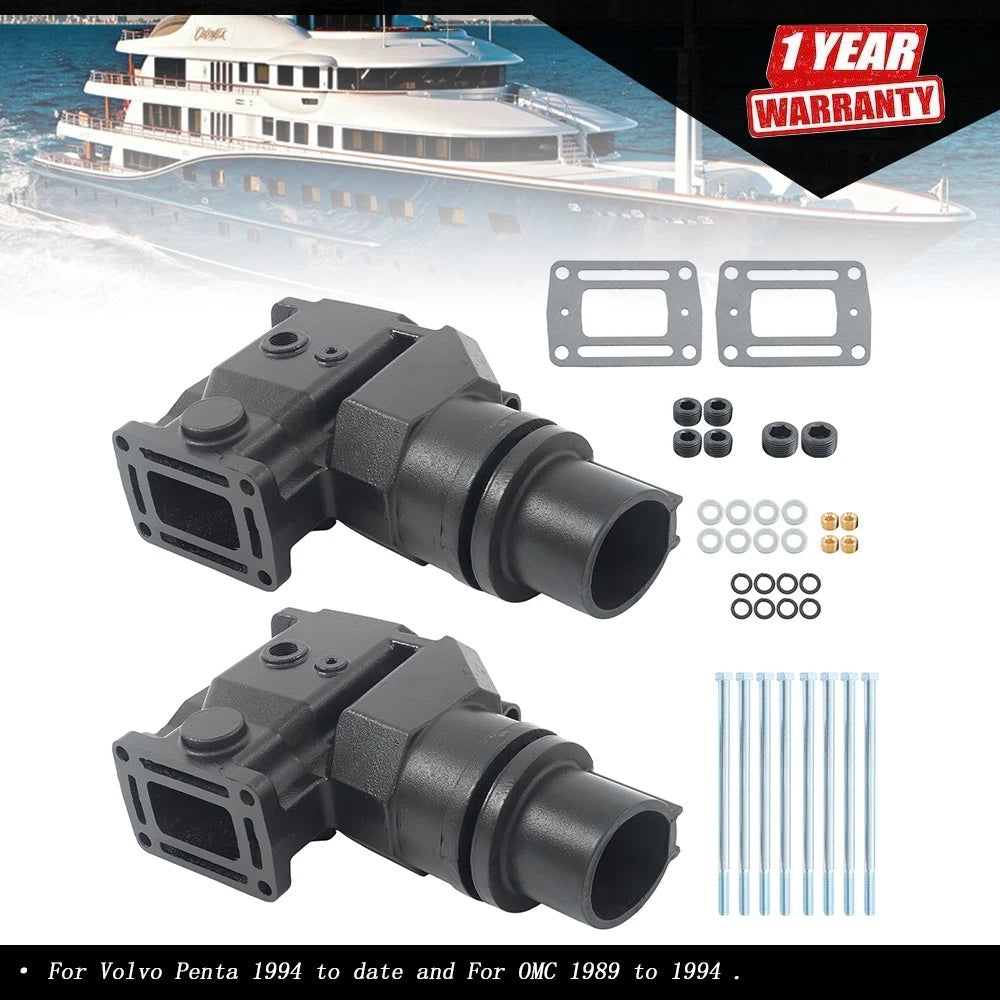 Set of 2 Exhaust Risers for OMC Volvo Penta