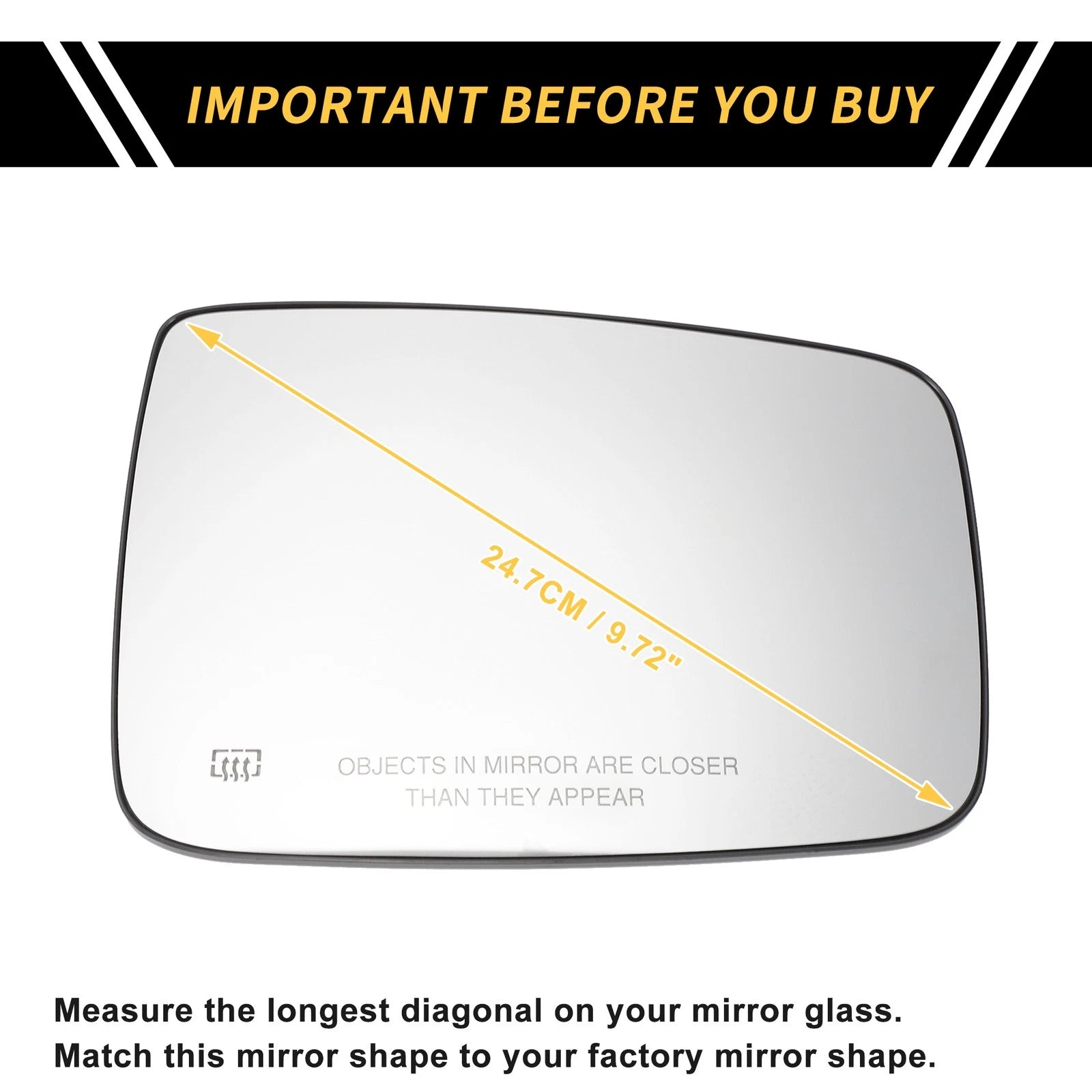 Heated Right Mirror Glass for Dodge Ram 1500 2500 (No. 68079362AA)
