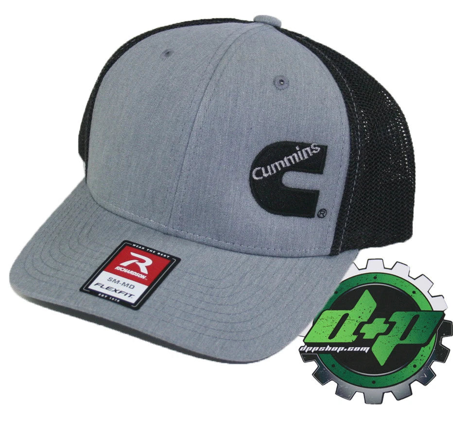 Cummins Trucker Hat for Various Trucks (Flex Fit, Light Denim, Gray/Black)