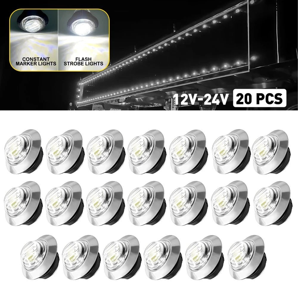 20X Mini LED Bullet Side Marker Lights for Truck Trailer (3/4")