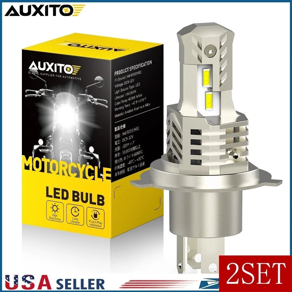 2X H4 9003 LED Headlight Bulb for Motorcycle (6000K)