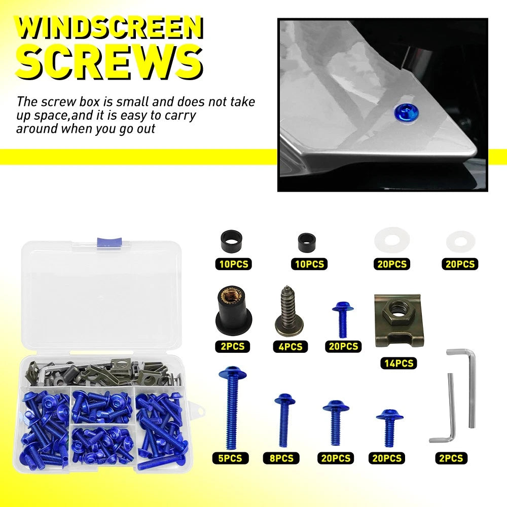 155pcs Fairing Bolts Kit for Honda CBR600RR CBR1000RR (2003–2023) Blue M5 M6