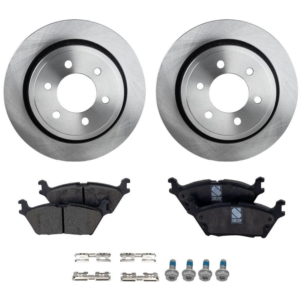 Rear Brake Disc Rotors and Pads Kit for Ford F-150 (2015–2020)