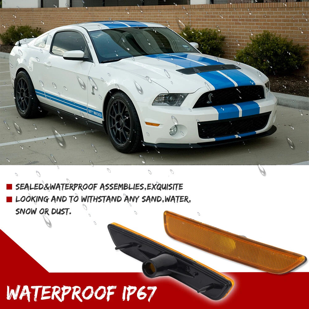 Set of 2 Front Bumper Side Marker Light Housings for Ford Mustang (2010–2014)